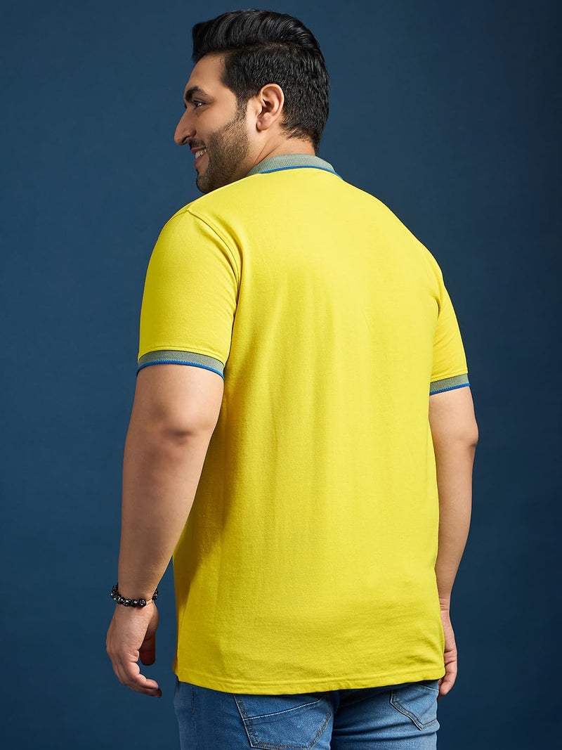 Bigbanana Men's Plus Size Regular Fit Polo T-Shirt(Feast,Yellow,2XL) - Image 5
