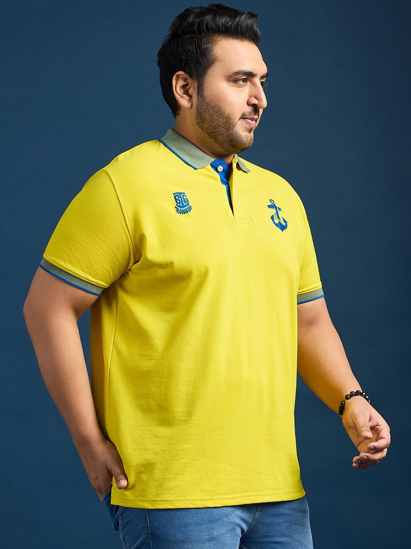Bigbanana Men's Plus Size Regular Fit Polo T-Shirt(Feast,Yellow,2XL) - Image 4