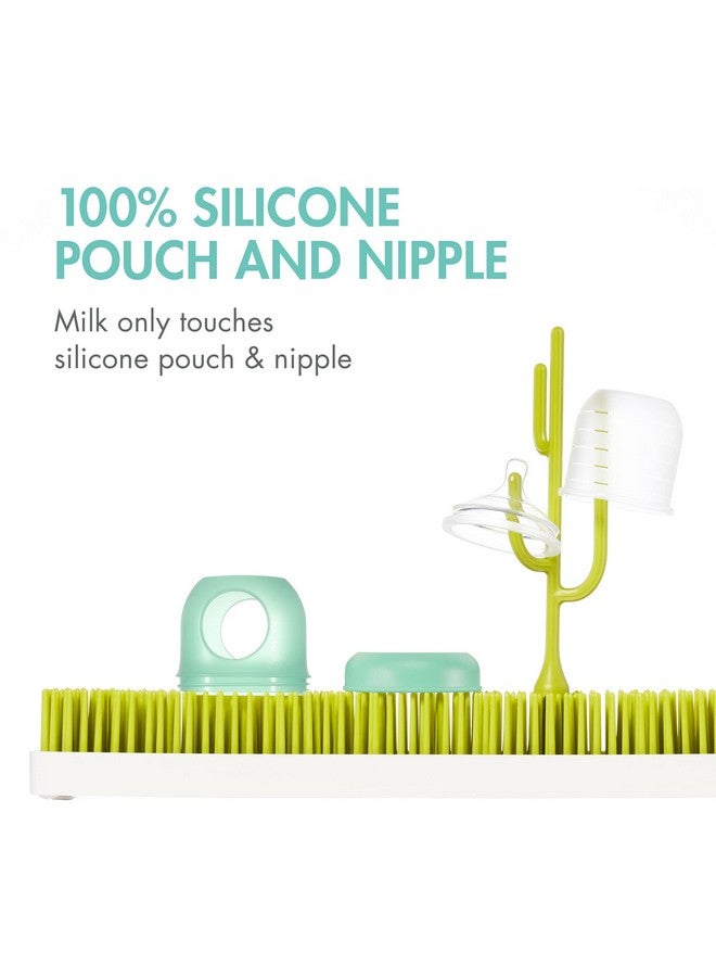 بون زجاجات الرضاعة القابلة لإعادة الاستخدام من Boon Nursh مع حلمة متوسطة التدفق - جراب وحلمة من السيليكون - مستلزمات تغذية الطفل - لون النعناع - من 3 إلى 6 أشهر - 3 زجاجات - 8 أونصة - Image 3