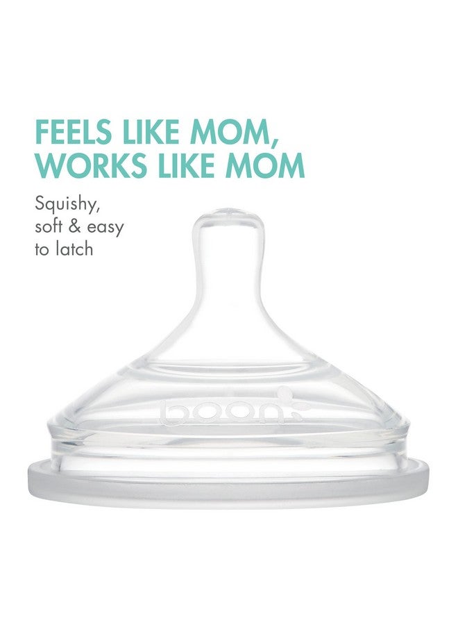 بون زجاجات الرضاعة القابلة لإعادة الاستخدام من Boon Nursh مع حلمة متوسطة التدفق - جراب وحلمة من السيليكون - مستلزمات تغذية الطفل - لون النعناع - من 3 إلى 6 أشهر - 3 زجاجات - 8 أونصة - Image 4