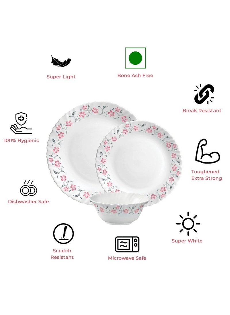 Laopala LaOpala Classic 38 Pcs Dinner Sets Glass Material  Plates Grace Red Dinner Set Microwave Safe & Dishwasher Safe Minimalist Style Lightweight Bowls, Cups, Plates Set-Reusable  - Image 2