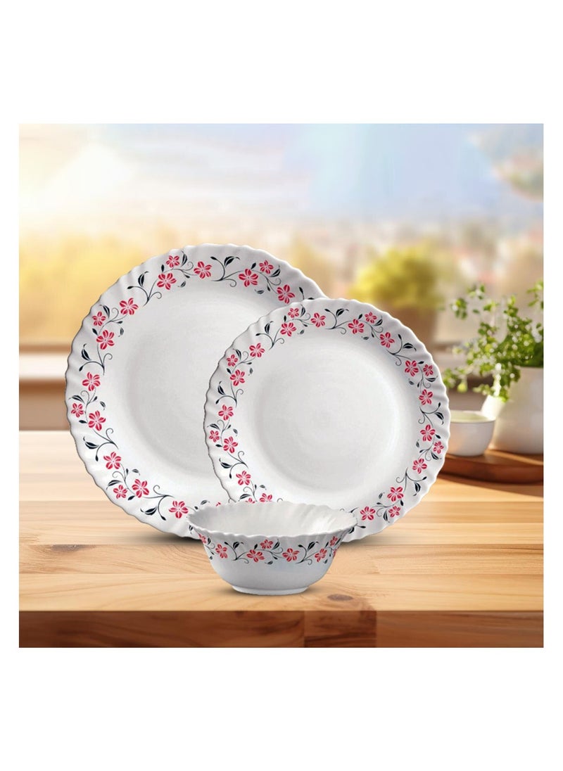 Laopala LaOpala Classic 38 Pcs Dinner Sets Glass Material  Plates Grace Red Dinner Set Microwave Safe & Dishwasher Safe Minimalist Style Lightweight Bowls, Cups, Plates Set-Reusable  - Image 5