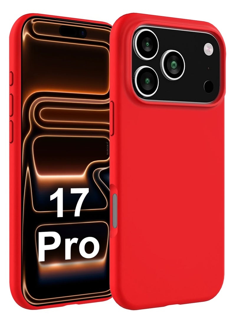 CATANES 3 Packs Silicone Protective Phone Case for iPhone 17 Pro - Soft Anti-Scratch Microfiber Lining Ultra Slim Drop Protection Phone Cover with Two Privacy Screen Protectors - Red - Image 2