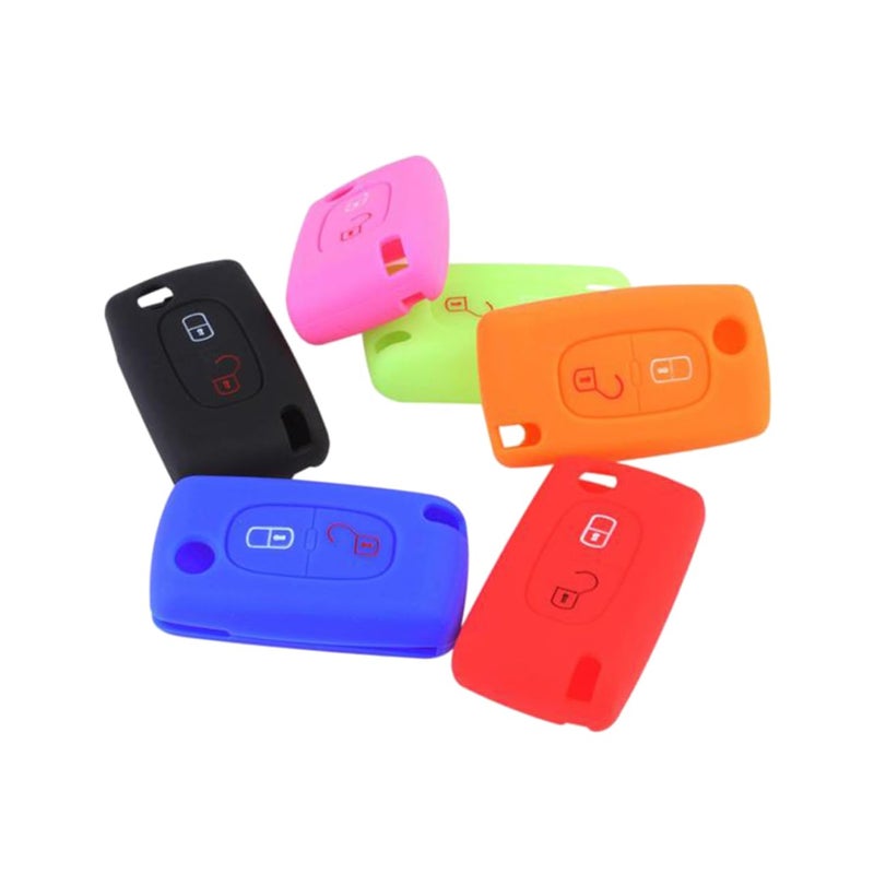 Silicone Key Case Cover with 2 Buttons Odorless Key Container for Car Protection and Organization Red - Image 2