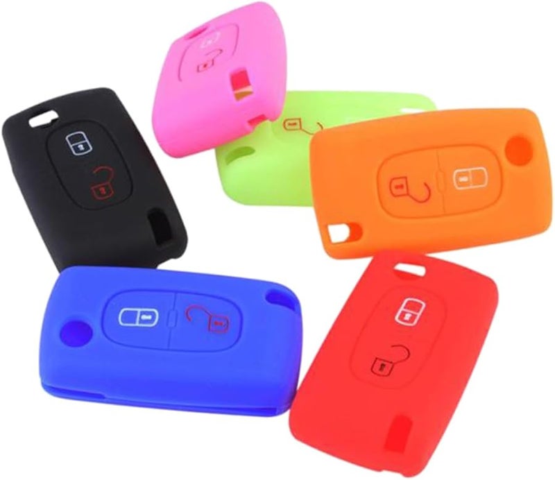 Silicone Key Case Cover with 2 Buttons Odorless Key Container for Car Protection and Organization Red - Image 1