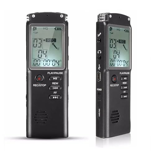 Technoview 8GB LCD Display MP3 Player Voice Recorder USB Professional Dictaphone Digital Audio Voice Recorder with WAV MP3 Player Black_8GB - Image 1