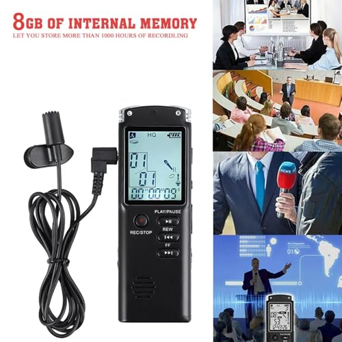 Technoview 8GB LCD Display MP3 Player Voice Recorder USB Professional Dictaphone Digital Audio Voice Recorder with WAV MP3 Player Black_8GB - Image 5