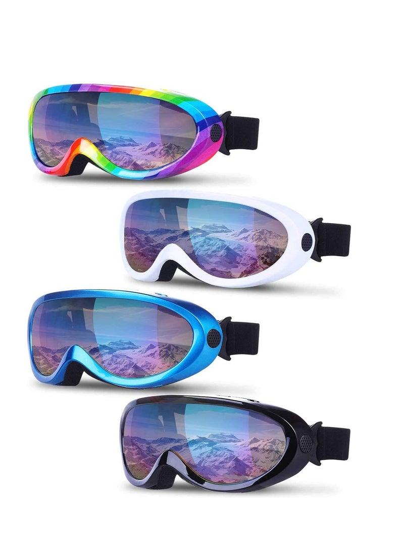 SOLARAE 4 Pack Ski Snowboard Goggles Anti Fog Glare Adjustable Strap Snow Goggles for Men Women Kids Youth Winter Outdoor Sport Skiing, Snowboarding, Skating, Motorcycling - Image 1