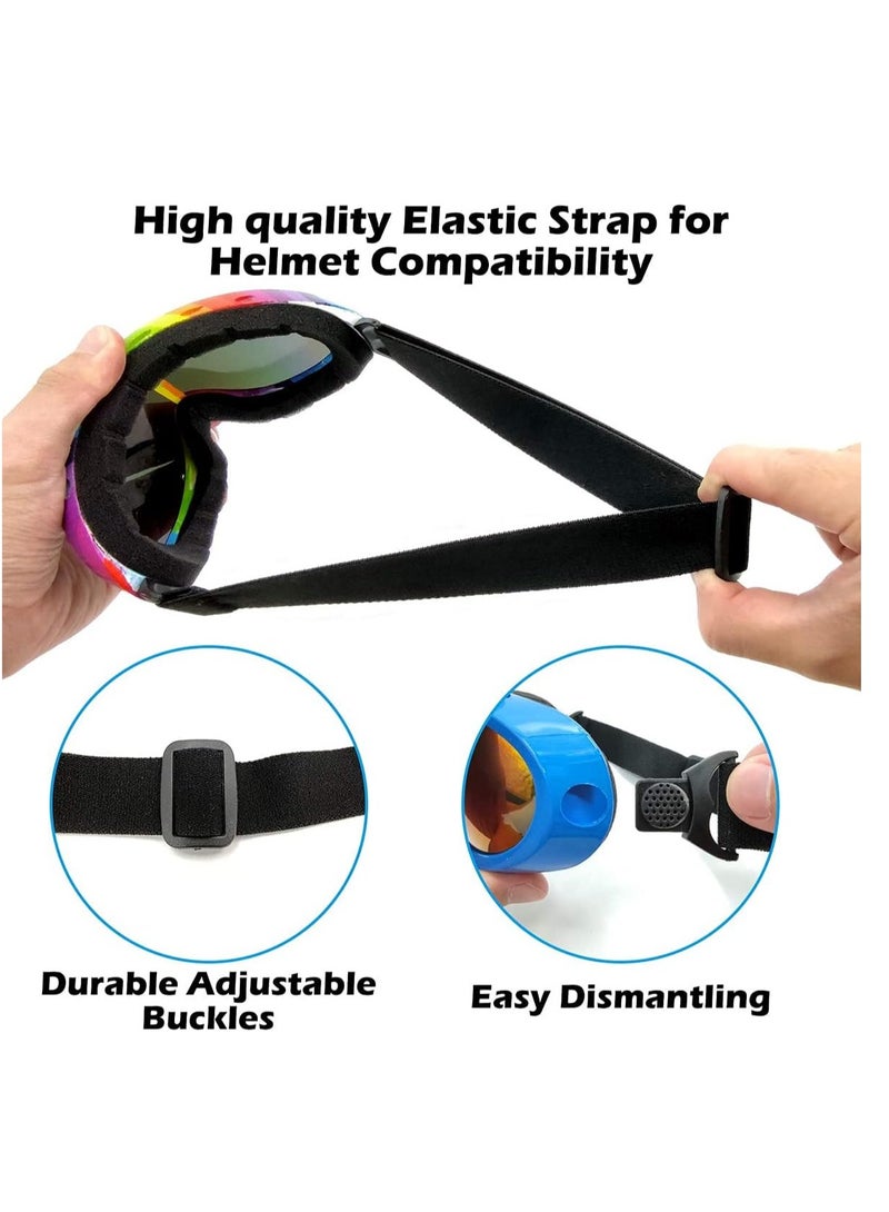 SOLARAE 4 Pack Ski Snowboard Goggles Anti Fog Glare Adjustable Strap Snow Goggles for Men Women Kids Youth Winter Outdoor Sport Skiing, Snowboarding, Skating, Motorcycling - Image 2