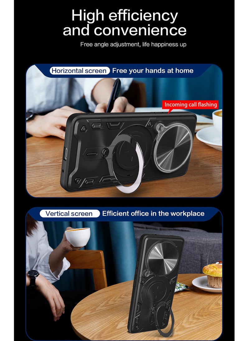 Case for Xiaomi Redmi 14C 4G / Poco C75 with Sliding Camera Cover, Kickstand, PC+TPU Dual-Layer,Blue - Image 4