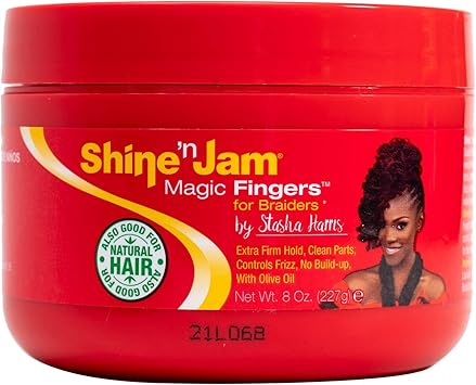Ampro ShinenJam Magic Fingers Gel for Braids Provides Firm Hold with NonGreasy Shine Strengthens Hair with Silk Proteins Works on Any Hair Texture to Create Multiple Styles 8 oz - Image 1