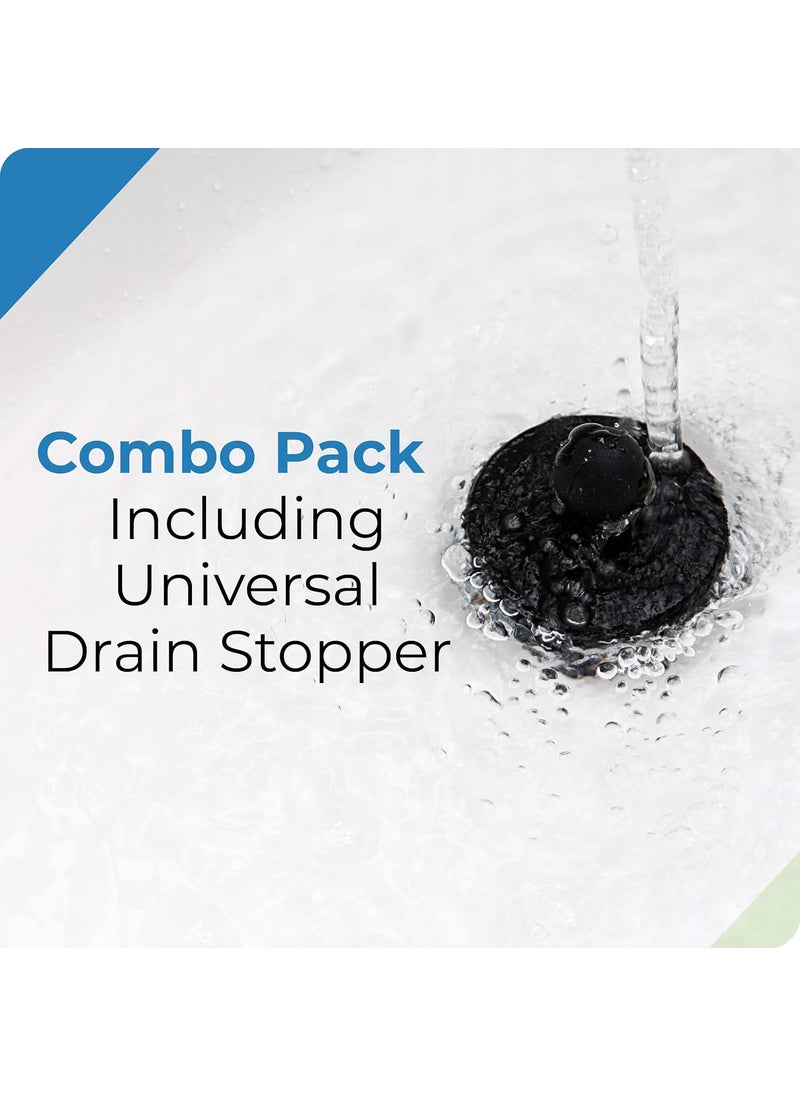 TubShroom TubShroom Tub Drain Hair Catcher Combo Pack with Silicone Stopper Black Chrome  Protector and for Bathroom Drains Fits 15 175 Bathtub Shower Drains  - Image 4