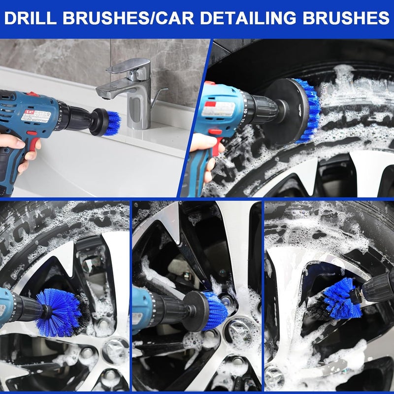 Wontolf 62'' Car Wash Brush with Long Handle, 21Pcs Microfiber Car Wash Mop Mitt Kit Car Detailing Brush Cleaning Kit Car Exterior Interior Cleaning Brush Car Accessories for Cars RV Truck Boat - Image 4