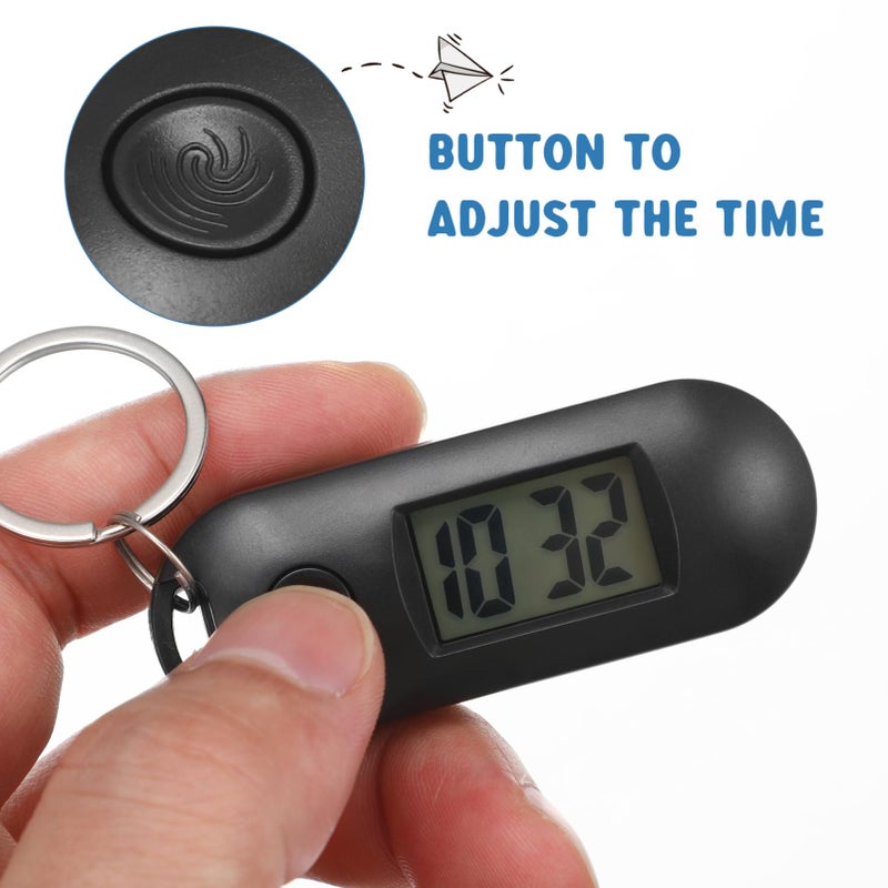 Black Digital Clock Keychain Silent Mini Alarm Clock For Students 6 5X2 5X1 9CM - Image 4
