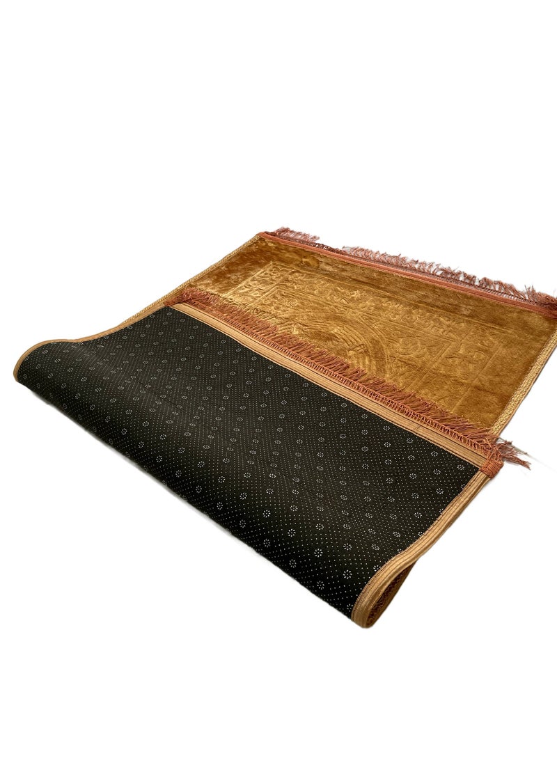 MAXQON Prayer Mat Soft And Thick (Size-80x120cm) Islamic Prayer Rug Musallah, Color  Gold  - Image 1
