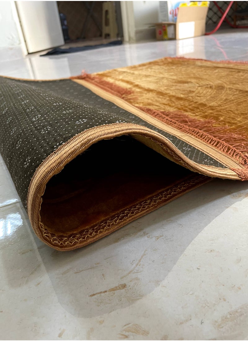 MAXQON Prayer Mat Soft And Thick (Size-80x120cm) Islamic Prayer Rug Musallah, Color  Gold  - Image 5
