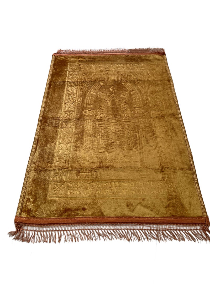 MAXQON Prayer Mat Soft And Thick (Size-80x120cm) Islamic Prayer Rug Musallah, Color  Gold  - Image 3