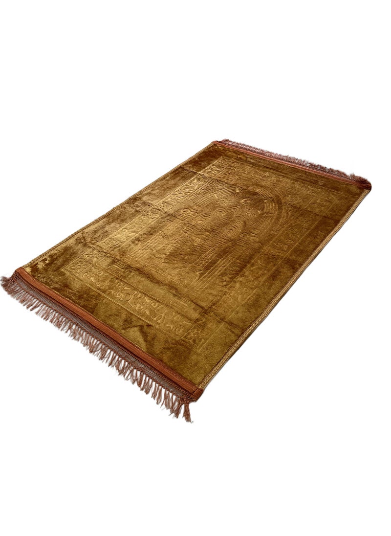 MAXQON Prayer Mat Soft And Thick (Size-80x120cm) Islamic Prayer Rug Musallah, Color  Gold  - Image 4