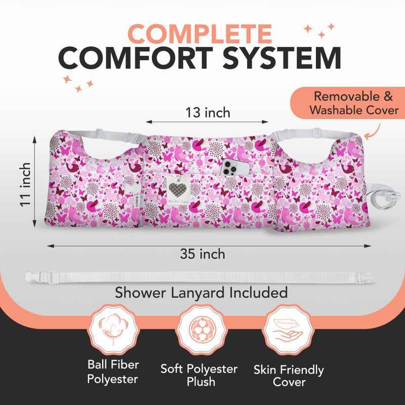 W&F HOME Mastectomy Pillow, Mastectomy Recovery Supplies, Post Mastectomyâ€™s Must Haves, Breast Reduction Recovery Supplies, Open Heart Surgery Pillows, Breast Pillows for Sleeping - Pink Birds - Image 3