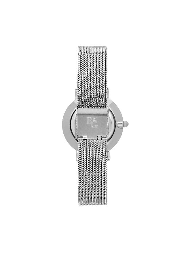B&G Women's Black Round Analog Dial with Silver Stainless Steel Band Watch - 32mm - R3853252547 - Image 5