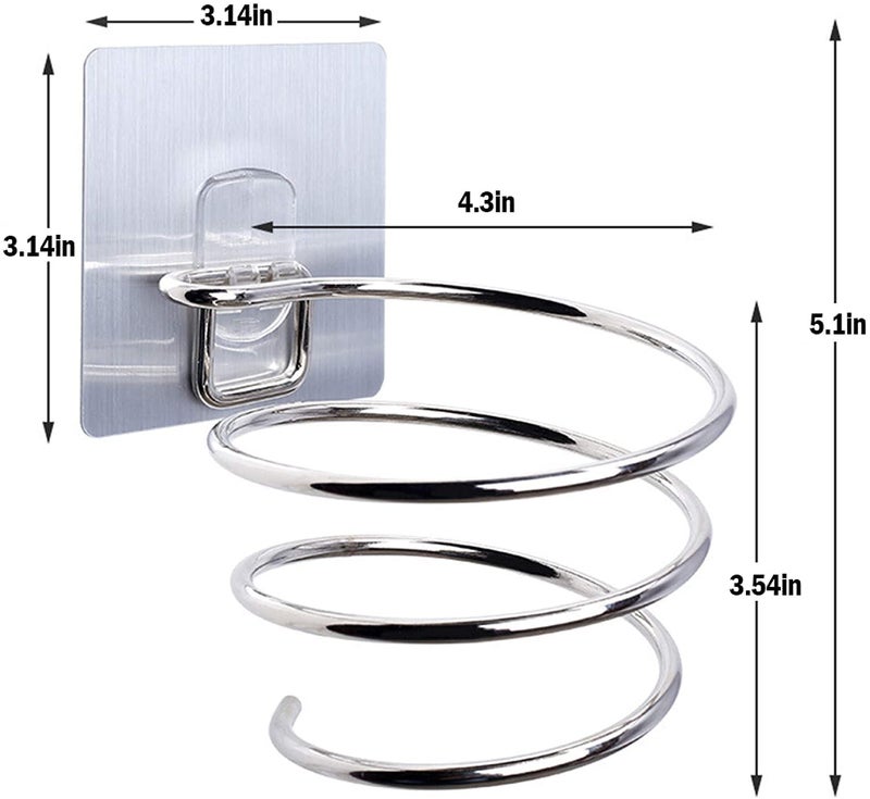 NAIDEV 1 PCs Stainless Steel Punch-Free Spiral Wall Mounted Hair Dryer Organizer Rack Hairdryer Holder Bathroom Accessories Anti-Rust and Waterproof - Image 5