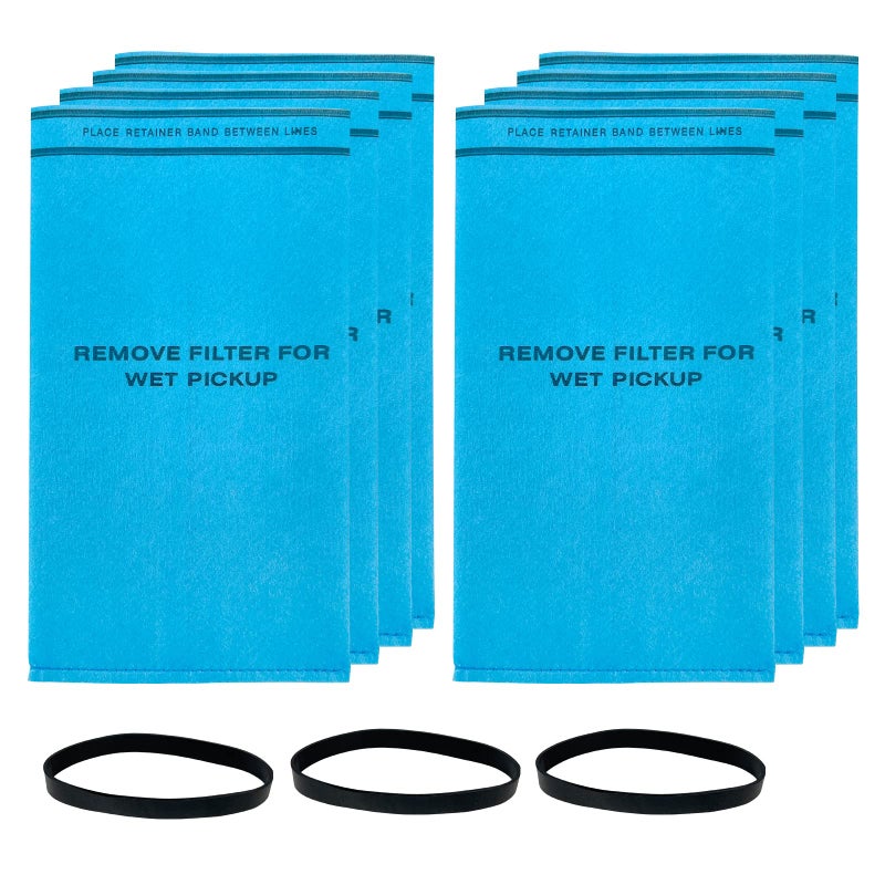 8 Pack Wet Dry Filter Bags Compatible with Workshop WS01025F2 Craftsman 938737 MultiFit VF2000 Select 212 to 5Gallon Shop Vac Vacuum Stinger Craftsman Husky with 3 Retaining Bands