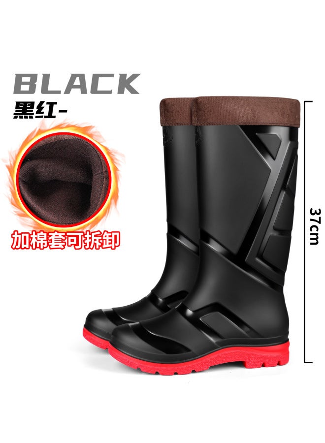 High-top Men's Rain Boots, Waterproof, Non-slip, Wear-resistant, With Rubber Sole, Suitable For Outdoor Fishing And Camping, Thickened Labor Protection Rubber Shoes