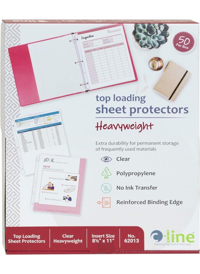 C-Line C-Line Heavyweight Polypropylene Sheet Protectors, Clear, 2", 11 x 8.5, 50/Box  - Image 1