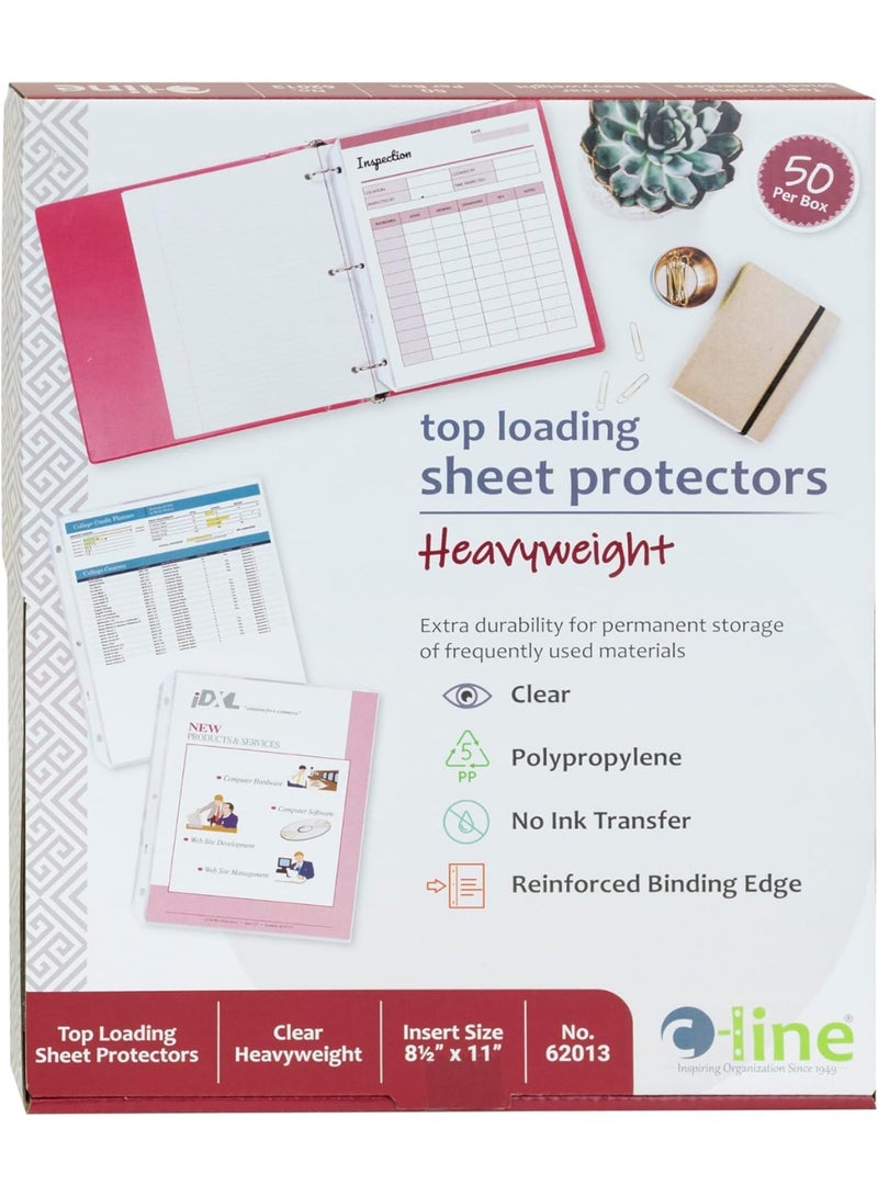 C-Line C-Line Heavyweight Polypropylene Sheet Protectors, Clear, 2", 11 x 8.5, 50/Box  - Image 1