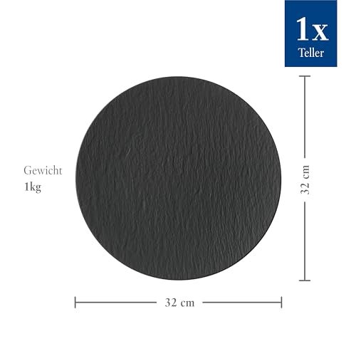 Villeroy & Boch Manufacture Rock Pizza/Buffet Plate, 12.5 in, Premium Porcelain, Black - Image 3