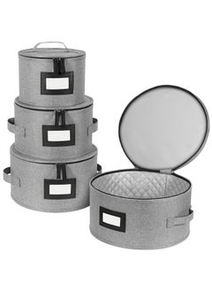 BALEINE China Storage Containers, Hard Shell Case for Organizing, Stackable Moving Storage Box with Felt Plate Dividers for Dishes, Glasses, Mugs (Plate Set)