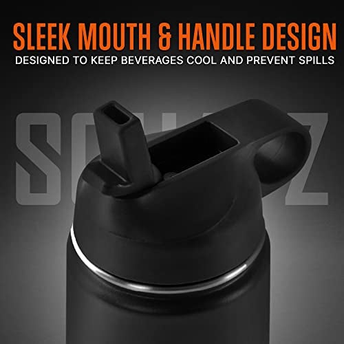 SQUATZ 40 Oz Neptune Series Steel Water Bottle, Stainless Double Wall Vacuum Insulated Flask with Handle Strap, Durable and Elegant Leak Proof Wide Mouth Thermos for Gym, Travel, Hiking, and Camping - Image 4