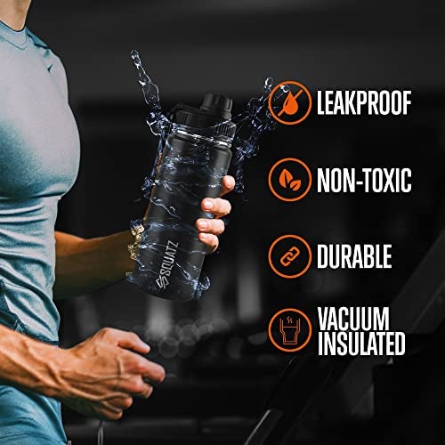 SQUATZ 40 Oz Neptune Series Steel Water Bottle, Stainless Double Wall Vacuum Insulated Flask with Handle Strap, Durable and Elegant Leak Proof Wide Mouth Thermos for Gym, Travel, Hiking, and Camping - Image 5