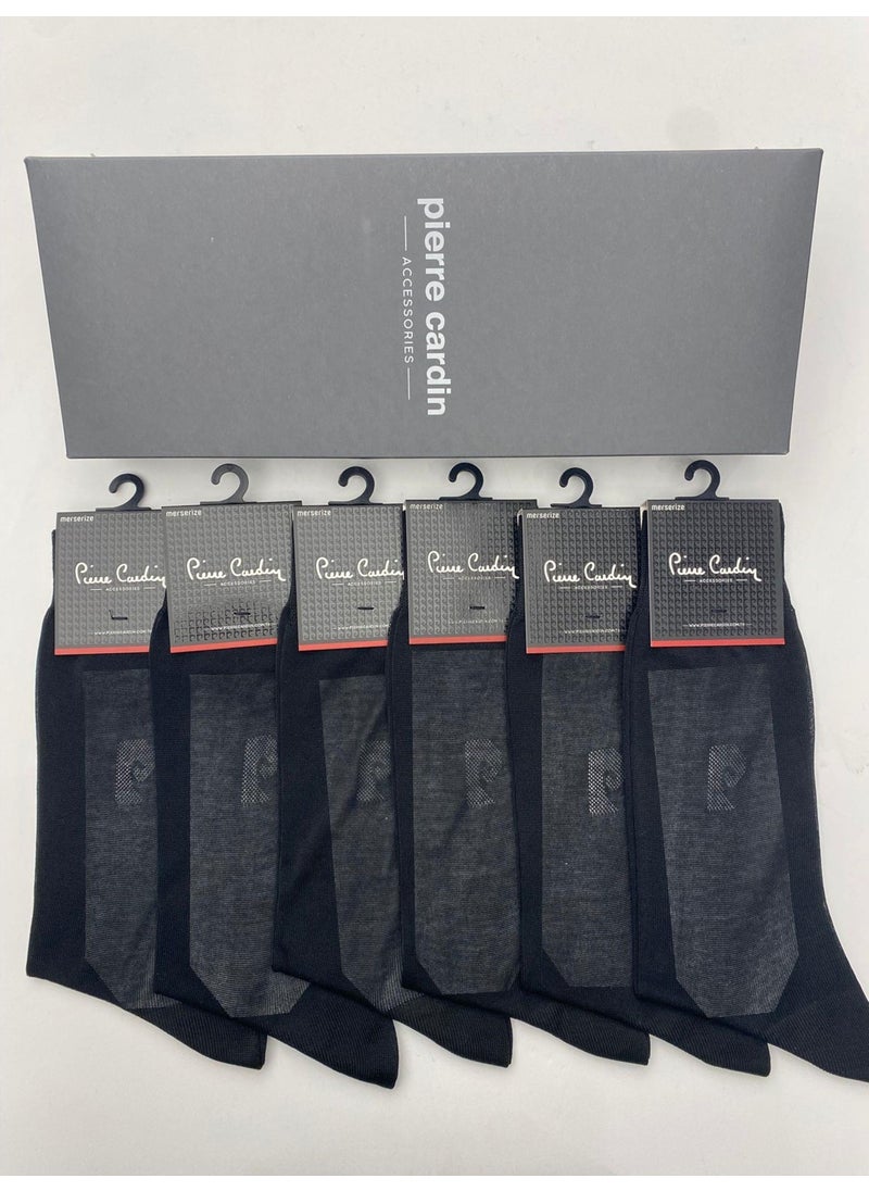 pierre cardin Mercerized 6-Pack Men's Long Socks 191-PC Black  - Image 1