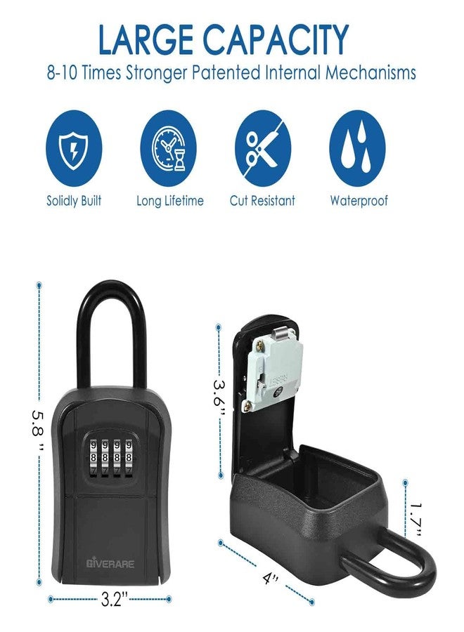 GIVERARE Key Lock Box, Wall Mount 4 Digits Combination Lockbox, Waterproof Outdoor Key Hider, Resettable Safe Password Box for House, Garage, Garden with Mounting Kit&Handle-by GIVERARE - Image 2