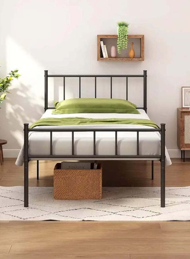 السعادة هوم  هيكل سرير حديد اسود 120X190 سم - Image 1