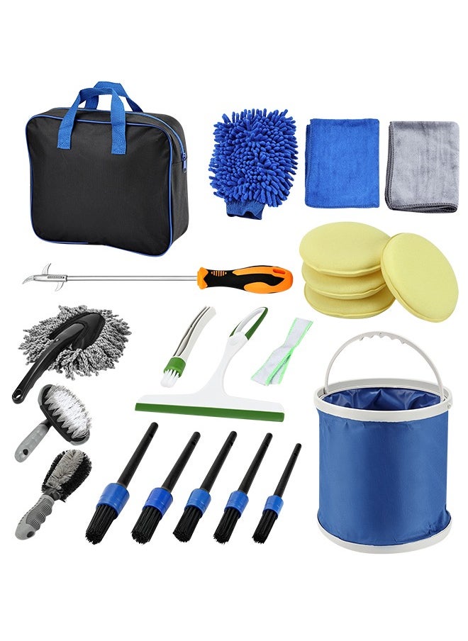 LAWAZIM Car Wash Detailing Cleaning Tools Set with Bag Collapsible Bucket Wash Mitt - 20 Piece – Versatile Interior and Exterior Car Care Kit - for Washing, Waxing, Polishing, and Deep Cleaning  - Image 1