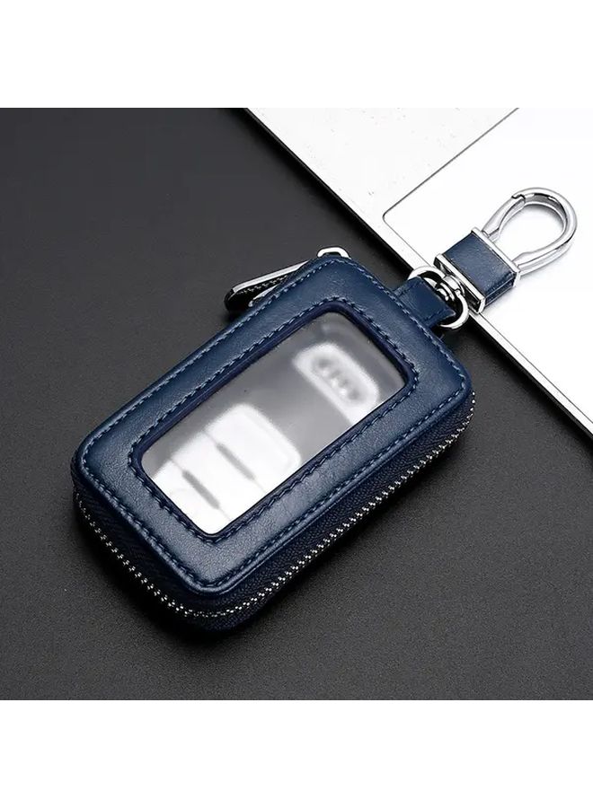 Black PU Leather Car Key Fob Case Protector With Zipper Closure - Image 3