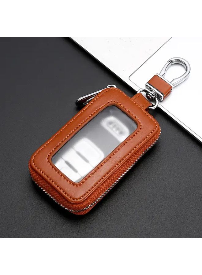 Black PU Leather Car Key Fob Case Protector With Zipper Closure - Image 5