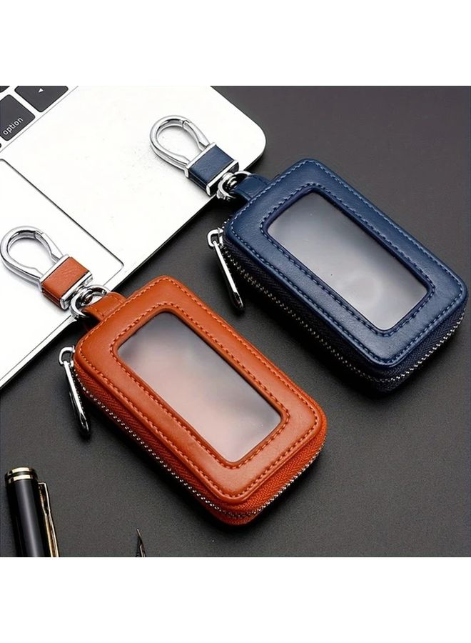 Black PU Leather Car Key Fob Case Protector With Zipper Closure - Image 4