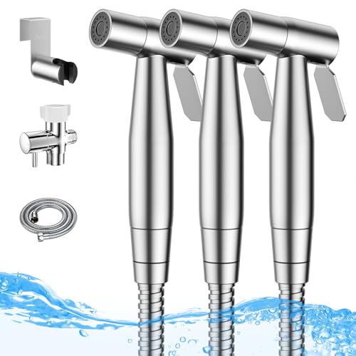 Arofa Handheld Bidet Sprayer for Toilet - 3 Pack Bidets Faucet for Existing Toilets Cloth Diaper Jet Sprayer, Stainless Steel Muslim Shower with Bidet Hose for Feminine Wash - Image 1