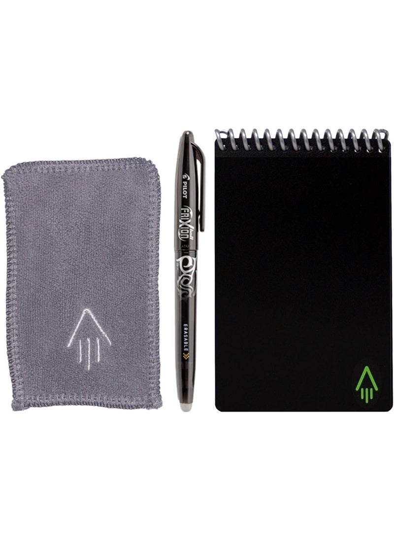 Rocketbook - Rocketbook Smart Reusable Notebook  Dotted Grid EcoFriendly Notebook with 1 Pilot Frixion Pen  1 Microfiber Cloth Included  Infinity Black Cover Mini Size 35 x 55 Pack of 48 - Image 1