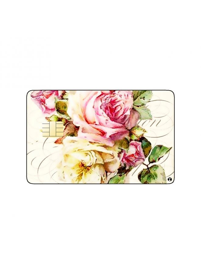 RKN PRINTED BANK CARD STICKER Beautiful Pink Flowers Drawing - Image 1