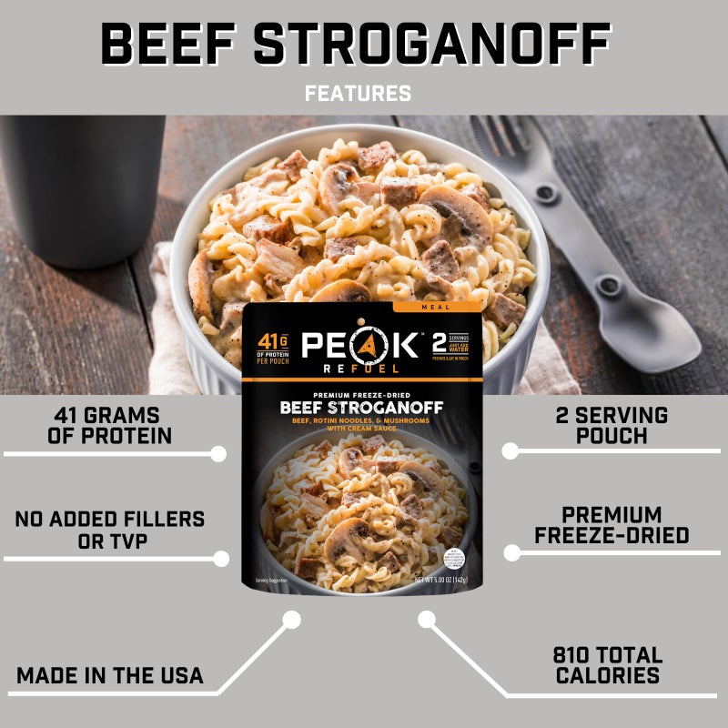 Peak Refuel Beef Stroganoff | Freeze Dried Backpacking and Camping Food | Amazing Taste | High Protein | Real Meat | Quick Prep Meals - Image 2