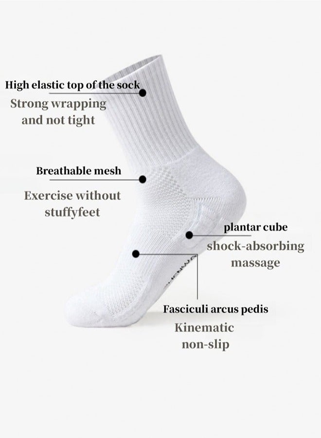 4 Pairs Men's 100% Cotton Athletic Crew Socks Mid - Calf, Ultra - Breathable, Superior Moisture - Wicking, Built for All - Round Sports, Reinforced Toes  Heels, Non - Slip Cuff, Ideal for Basketball - Image 4