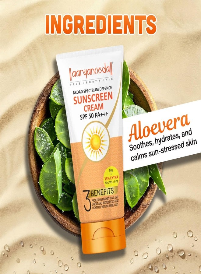 Aryanveda SPF 50 PA+++ Sunscreen Cream for Men & Women | Matte Finish | No White Cast | Water Resistant | Broad Spectrum UVA UVB Protection 67g Pack Of 1 - Image 5