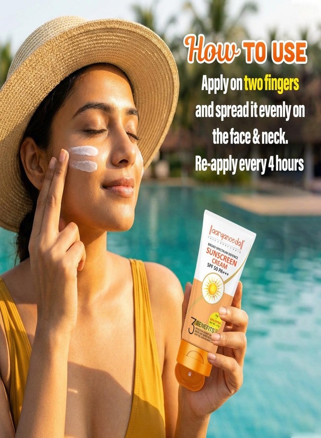 Aryanveda SPF 50 PA+++ Sunscreen Cream for Men & Women | Matte Finish | No White Cast | Water Resistant | Broad Spectrum UVA UVB Protection 67g Pack Of 1 - Image 4