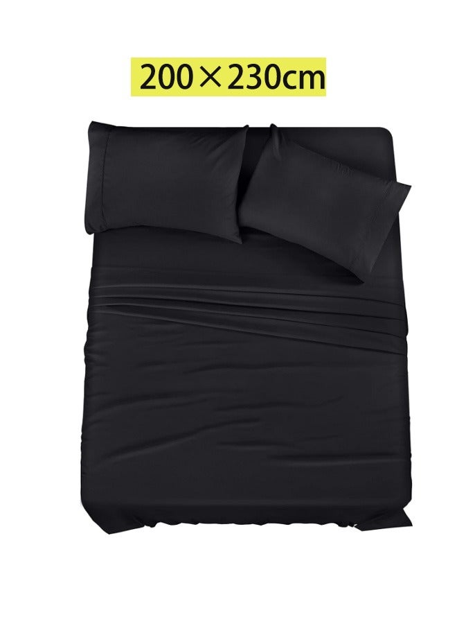 Reelyo 4-Piece Breathable Bedding Set Soft, Wrinkle-Free Bed Sheets, Deluxe Microfiber, Breathable Hypoallergenic Microfiber Bed Sheet &Pillowcases  Black 200x230cm for Hotel-Grade Bed Linens for Home, Rental & Hospitality Use  - Image 2
