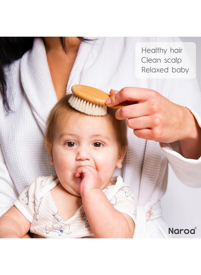 Naroa Naroa ® Natural Baby Hair Brush Soft | Safe Wooden Handle & Smooth Goat Bristles for Newborns Toddlers | Wood Styler for Scalp Health, Prevent Cradle Cap | Girl Boy Gift Registry - Image 2