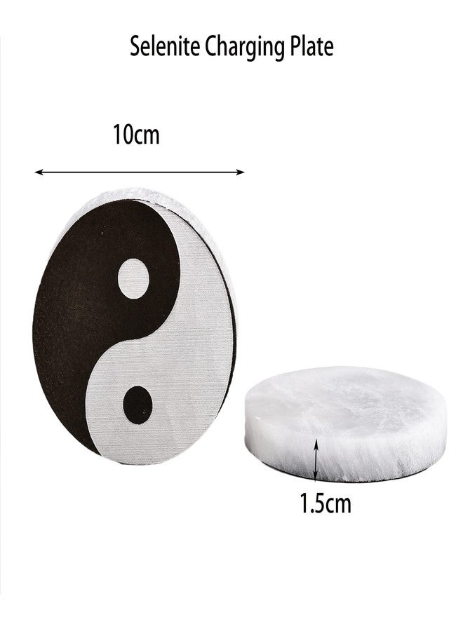 JIC Gem 1Pcs3.9 Yin Yang Tai Chi Selenite Charging Plate for Crystals Selenite Etched Plate Hexagonal Selenite Carved Plate Selenite Coaster for Reiki Decor FENG Shui Metaphysical Gemstone - Image 3